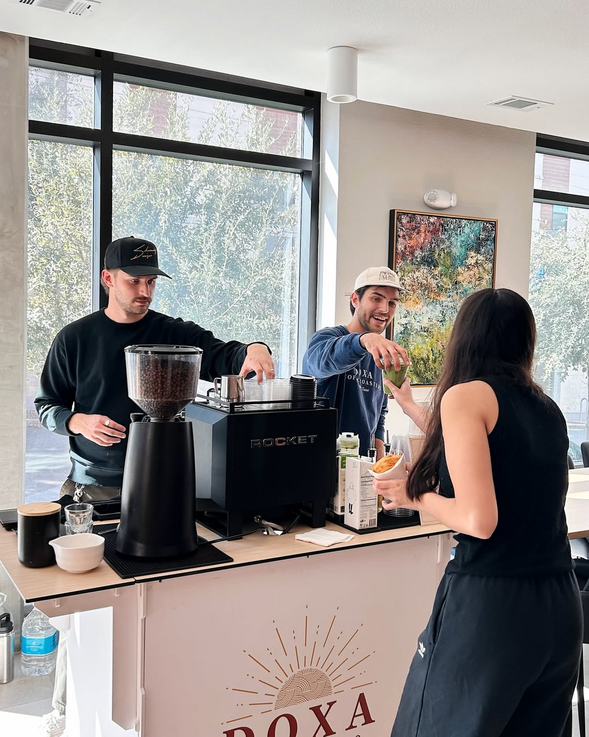 Doxa Coffee Roasters mobile coffee cart and team in Austin, TX